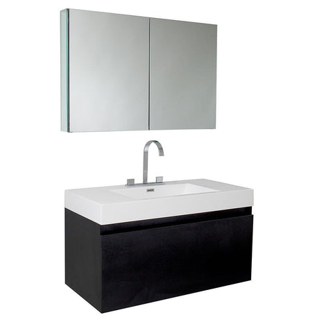 Image of Fresca Mezzo 39" Modern Bathroom Vanity FVN8010BW-FFT3076BN