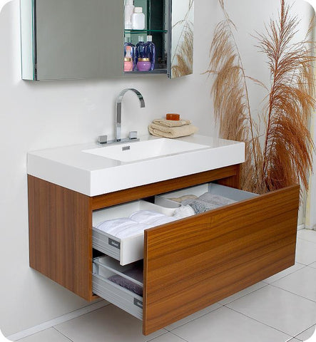 Image of Fresca Mezzo 39" Modern Bathroom Vanity FVN8010BW-FFT3076BN