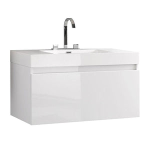 Fresca Mezzo 39" White Modern Bathroom Cabinet w/ Integrated Sink FCB8010WH-I