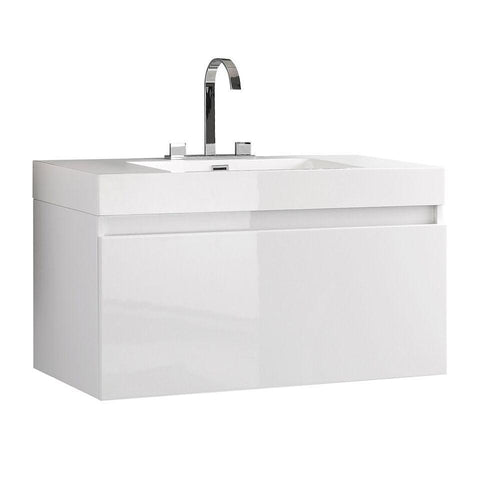 Image of Fresca Mezzo 39" White Modern Bathroom Cabinet w/ Integrated Sink FCB8010WH-I