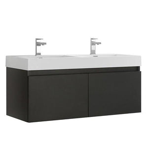 Fresca Mezzo 48" Black Wall Hung Double Sink Modern Bathroom Cabinet w/ Integrated Sink | FCB8012BW-I FCB8012BW-I