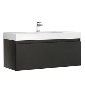 Fresca Mezzo 48" Black Wall Hung Modern Bathroom Cabinet w/ Integrated Sink | FCB8011BW-I