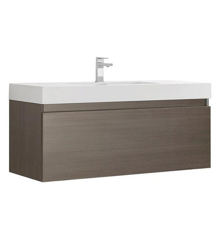Fresca Mezzo 48" Gray Oak Wall Hung Modern Bathroom Cabinet w/ Integrated Sink | FCB8011GO-I