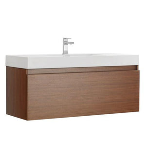 Fresca Mezzo 48" Teak Wall Hung Modern Bathroom Cabinet w/ Integrated Sink | FCB8011TK-I