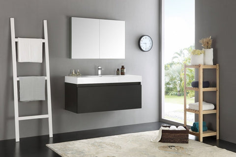 Image of Fresca Mezzo 48" Wall Hung Bathroom Vanity FVN8011BW-FFT1030BN