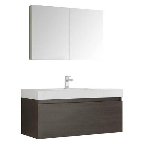 Image of Fresca Mezzo 48" Wall Hung Bathroom Vanity FVN8011GO-FFT1030BN