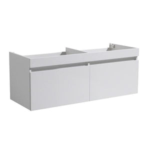 Fresca Mezzo 48" White Wall Hung Double Sink Modern Bathroom Cabinet | FCB8012WH