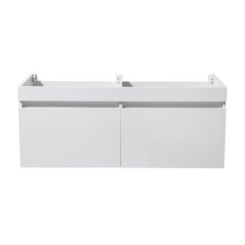 Image of Fresca Mezzo 48" White Wall Hung Double Sink Modern Bathroom Cabinet | FCB8012WH
