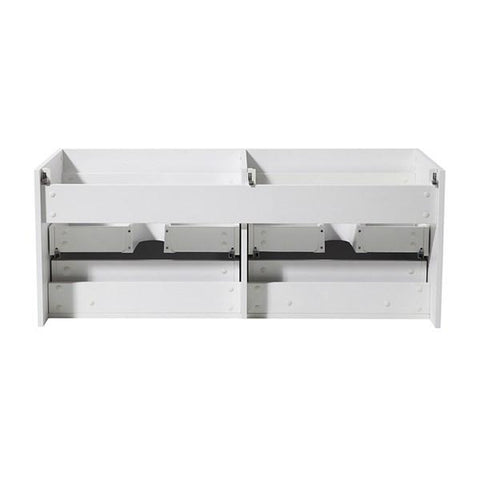 Image of Fresca Mezzo 48" White Wall Hung Double Sink Modern Bathroom Cabinet | FCB8012WH