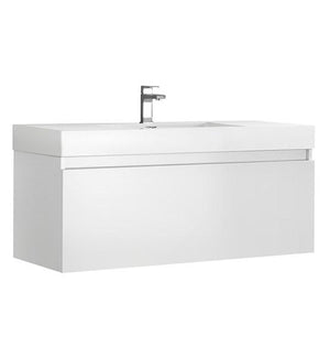 Fresca Mezzo 48" White Wall Hung Modern Bathroom Cabinet w/ Integrated Sink | FCB8011WH-I