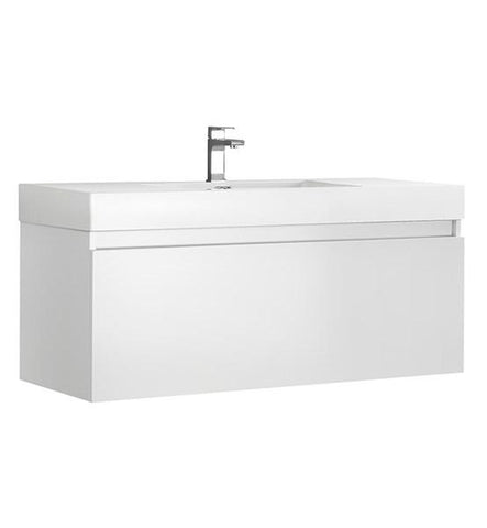 Image of Fresca Mezzo 48" White Wall Hung Modern Bathroom Cabinet w/ Integrated Sink | FCB8011WH-I