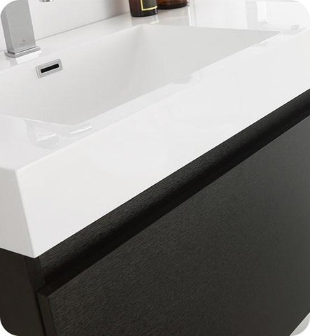 Image of Fresca Mezzo 60" Black Wall Hung Double Sink Modern Bathroom Cabinet w/ Integrated Sink | FCB8042BW-I