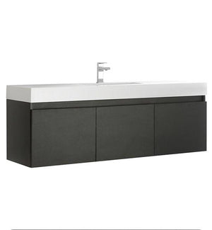 Fresca Mezzo 60" Black Wall Hung Single Sink Modern Bathroom Cabinet w/ Integrated Sink | FCB8041BW-I FCB8041BW-I