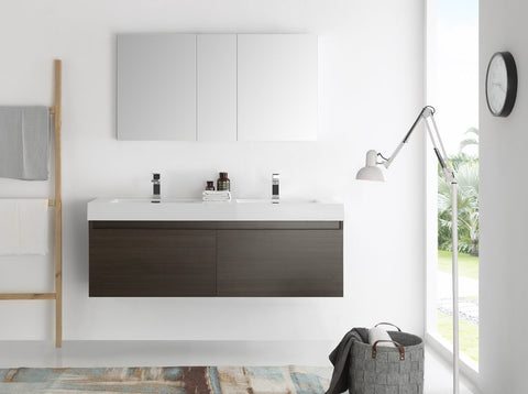 Image of Fresca Mezzo 60" Wall Hung Double Sink Vanity
