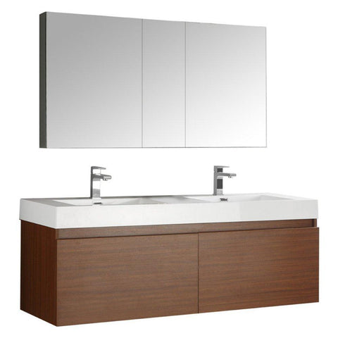 Image of Fresca Mezzo 60" Wall Hung Double Sink Vanity FVN8042TK-FFT1030BN