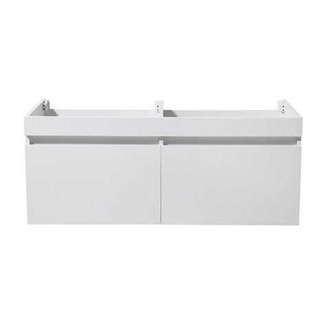 Image of Fresca Mezzo 60" White Wall Hung Double Sink Modern Bathroom Cabinet | FCB8042WH