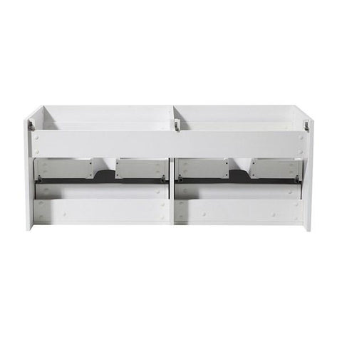Image of Fresca Mezzo 60" White Wall Hung Double Sink Modern Bathroom Cabinet | FCB8042WH