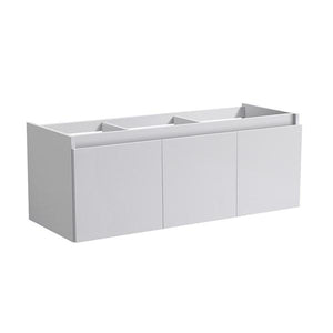 Fresca Mezzo 60" White Wall Hung Single Sink Modern Bathroom Cabinet | FCB8041WH
