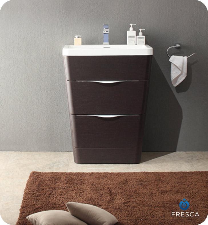 Fresca Milano 26" Chestnut Modern Bathroom Cabinet w/ Integrated Sink FCB8525CN-I