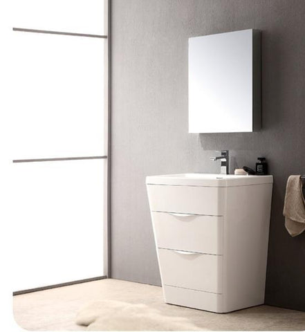 Image of Fresca Milano 26" Glossy White Modern Bathroom Cabinet w/ Integrated Sink FCB8525WH-I
