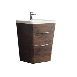 Fresca Milano 26" Rosewood Modern Bathroom Cabinet w/ Integrated Sink FCB8525RW-I