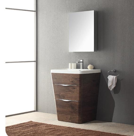 Fresca Milano 26" Rosewood Modern Bathroom Cabinet w/ Integrated Sink FCB8525RW-I