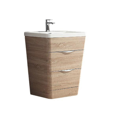 Image of Fresca Milano 26" White Oak Modern Bathroom Cabinet w/ Integrated Sink FCB8525WK-I