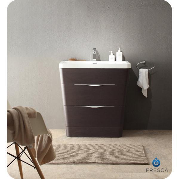 Fresca Milano 32" Chestnut Modern Bathroom Cabinet w/ Integrated Sink FCB8532CN-I