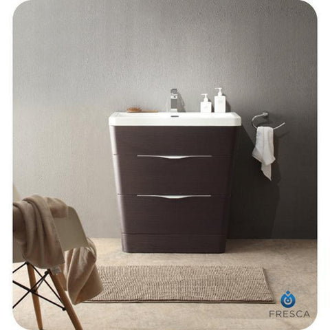 Image of Fresca Milano 32" Chestnut Modern Bathroom Cabinet w/ Integrated Sink FCB8532CN-I