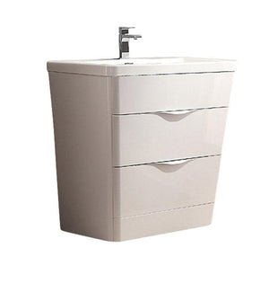 Fresca Milano 32" Glossy White Modern Bathroom Cabinet w/ Integrated Sink FCB8532WH-I