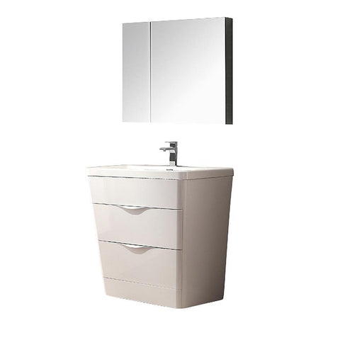 Image of Fresca Milano 32" Modern Bathroom Vanity FVN8532WH-FFT1030BN