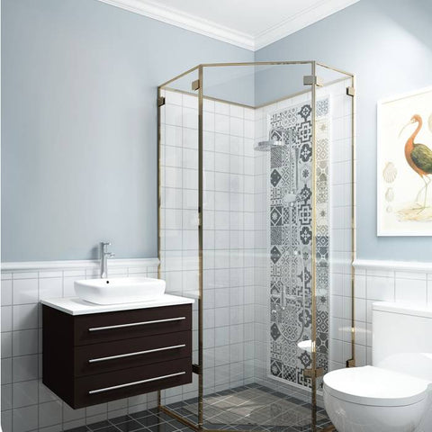 Fresca Modella 32" Espresso Wall Hung Modern Bathroom Cabinet with Top & Vessel Sink | FCB6183ES-VSL-I FCB6183ES-VSL-I