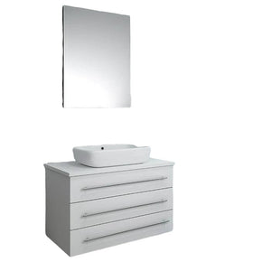 Fresca Modello 32" White Wall Hung Modern Bathroom Vanity with Medicine Cabinet | FVN6183WH-VSL FVN6183WH-VSL