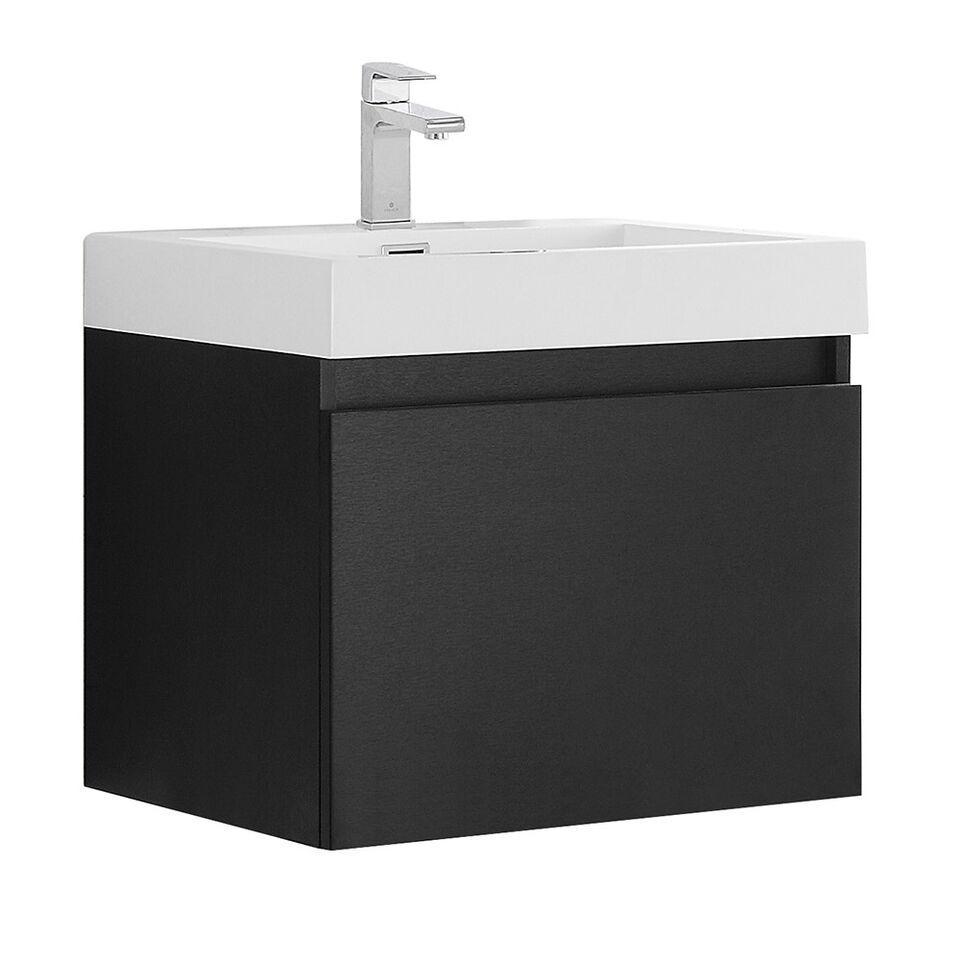 Fresca Nano 24" Black Modern Bathroom Cabinet w/ Integrated Sink FCB8006BW-I