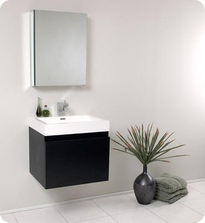 Fresca Nano 24" Black Modern Bathroom Vanity w/ Medicine Cabinet | FVN8006BW
