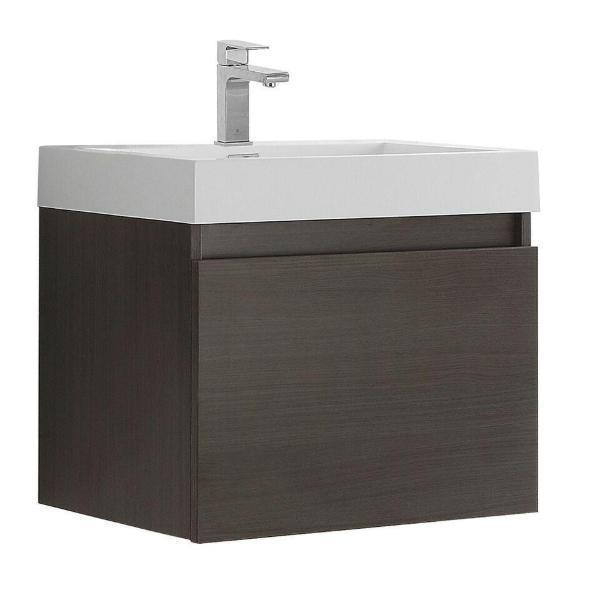 Fresca Nano 24" Gray Oak Modern Bathroom Cabinet w/ Integrated Sink FCB8006GO-I
