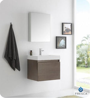 Fresca Nano 24" Gray Oak Modern Bathroom Vanity w/ Medicine Cabinet | FVN8006GO FVN8006GO