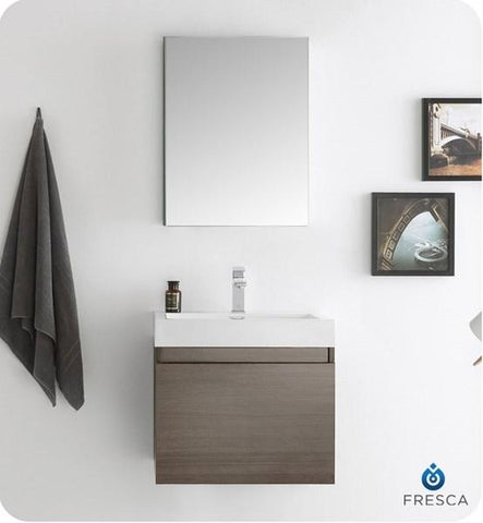 Image of Fresca Nano 24" Gray Oak Modern Bathroom Vanity w/ Medicine Cabinet | FVN8006GO FVN8006GO