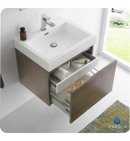 Image of Fresca Nano 24" Gray Oak Modern Bathroom Vanity w/ Medicine Cabinet | FVN8006GO FVN8006GO