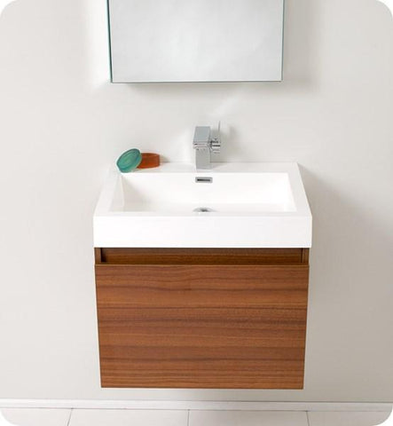 Image of Fresca Nano 24" Teak Modern Bathroom Vanity w/ Medicine Cabinet | FVN8006TK