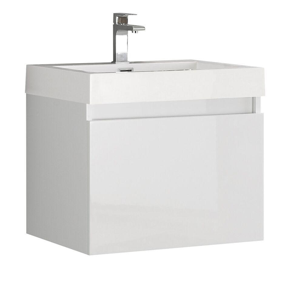 Fresca Nano 24" White Modern Bathroom Cabinet w/ Integrated Sink FCB8006WH-I