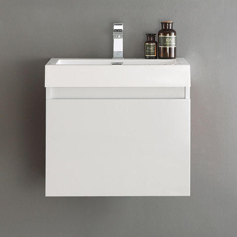 Image of Fresca Nano 24" White Modern Bathroom Cabinet w/ Integrated Sink FCB8006WH-I