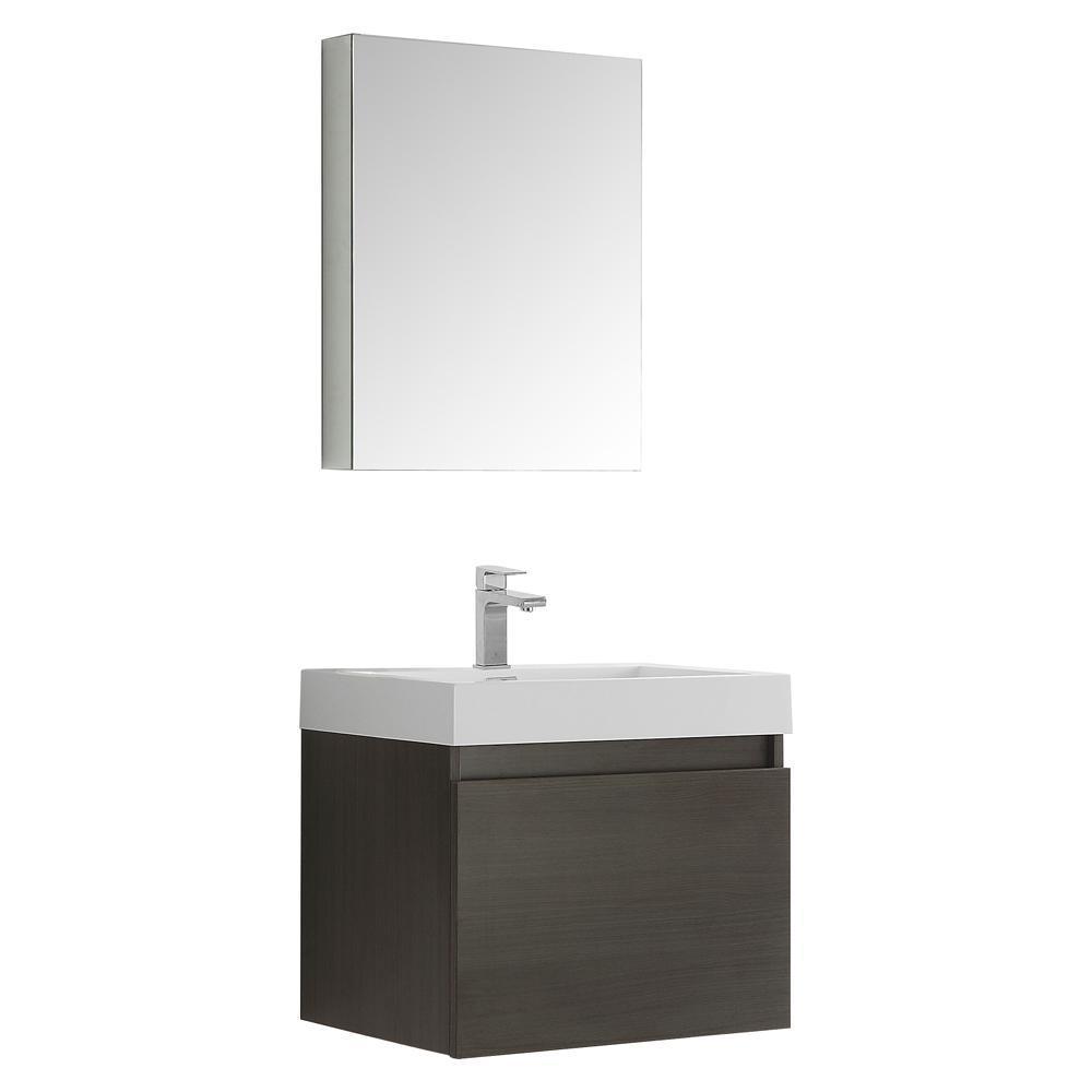 Fresca Nano 24" White Modern Bathroom Vanity w/ Cabinet FVN8006 FVN8006WH-FFT1030BN