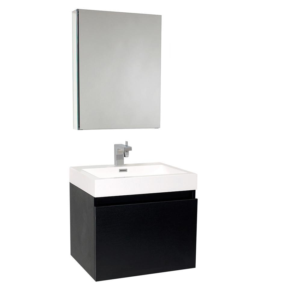 Fresca Nano 24" White Modern Bathroom Vanity w/ Cabinet FVN8006 FVN8006WH-FFT1030BN