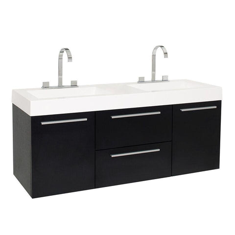 Image of Fresca Opulento 54" Black Modern Double Sink Bathroom Cabinet FCB8013BW-I