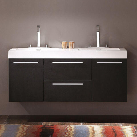 Image of Fresca Opulento 54" Black Modern Double Sink Bathroom Cabinet FCB8013BW-I