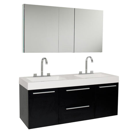 Image of Fresca Opulento 54" Double Sink Bathroom Vanity FVN8013BW-FFT3076BN