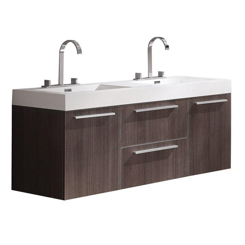Image of Fresca Opulento 54" Gray Oak Modern Double Sink Bathroom Cabinet FCB8013GO-I