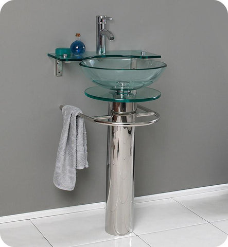 Image of Fresca Ovale 24" Modern Glass Bathroom Pedestal CMB1019-V