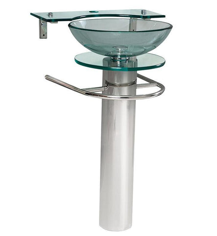 Image of Fresca Ovale 24" Modern Glass Bathroom Pedestal CMB1019-V